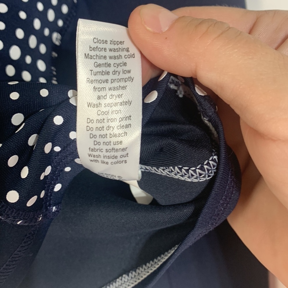 🌸2/$25 Athleta Navy Running Wild Half-zip Hoodie 2.0 White Polka Dots - Picture 10 of 11
